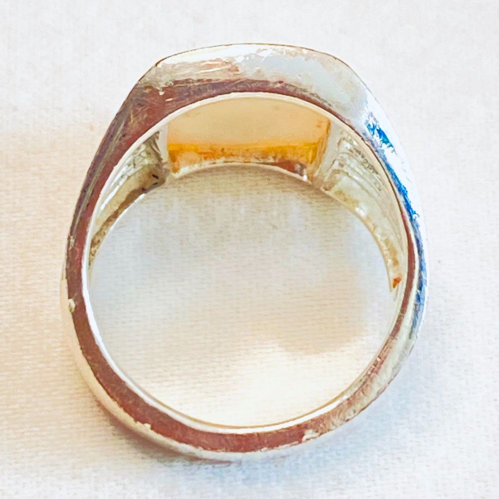 Thailand Silver Ring Large Rectangular Mother Of … - image 5